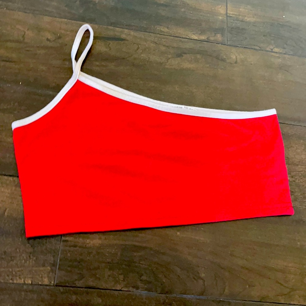 Red and White one strap tank
